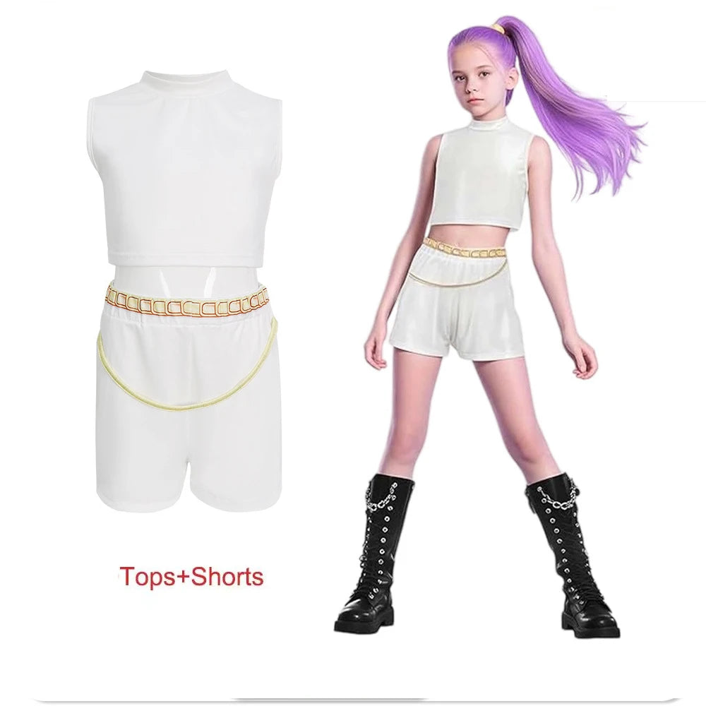 Anime Movie Kids Kpop Demon Hunter Cosplay Rumi Zoey Mira Cosplay Suit Clothes KPop Rumi Zoey Cosplay Costume 3D Print Costume