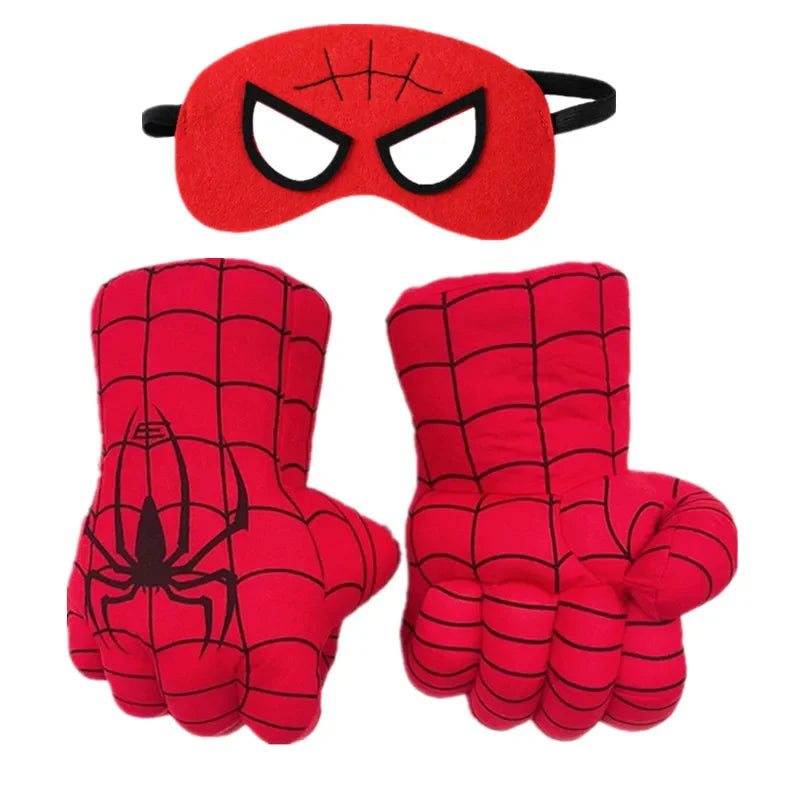 Kids Cartoon Pattern Printed Gloves Superhero Character Foam Gloves Halloween Cosplay Plush Cotton Fist Game Props