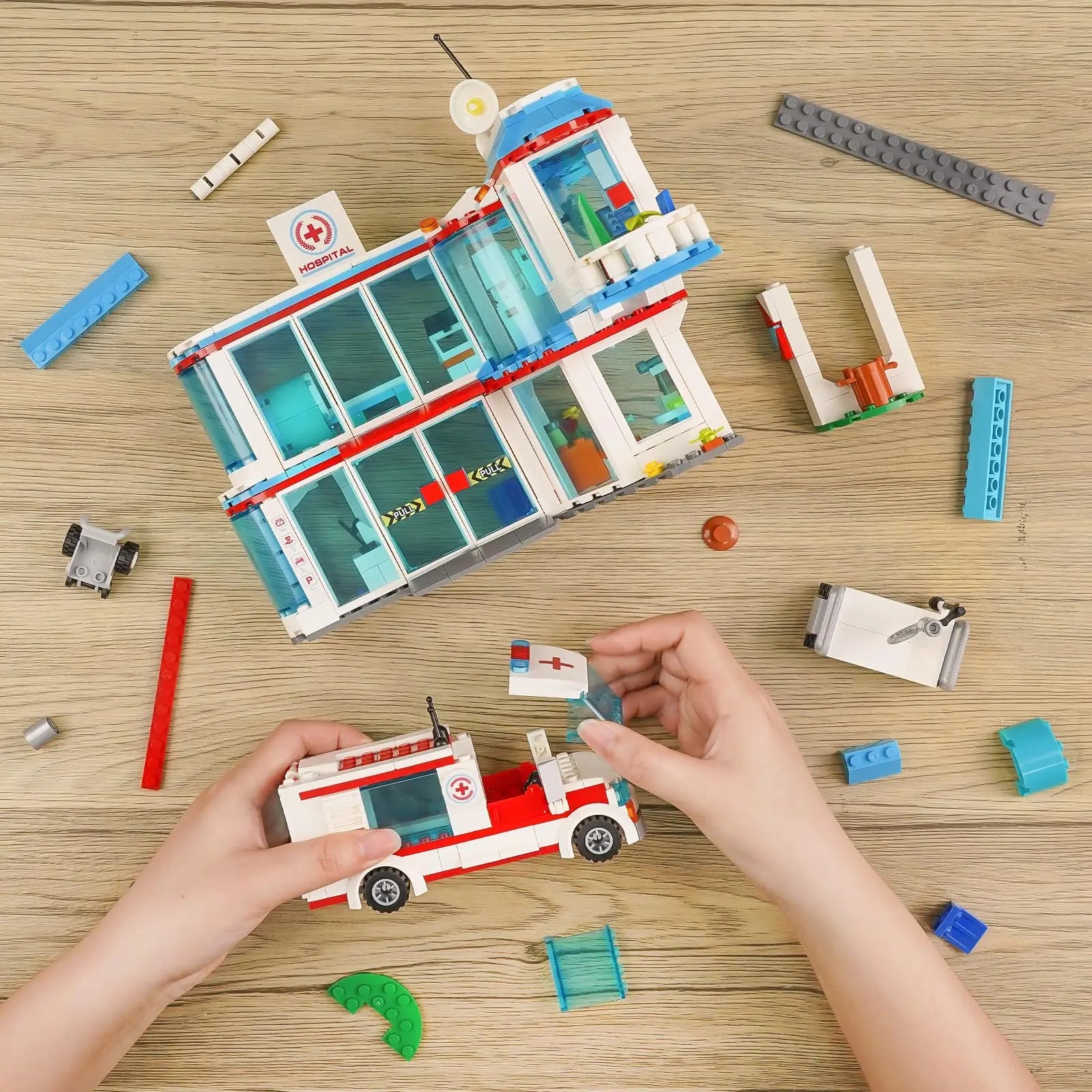 3 in1 City Hospital Building Blocks Toy STEM Sets Rescue Center Ambulance Doctor Nurse DIY Assembly Bricks Toy for Kids Boy Gift