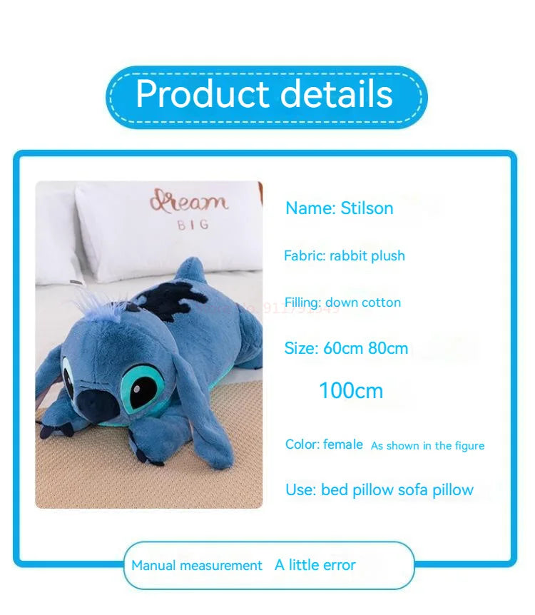 45-80cm Lilo & Stitch Disney Plush Doll Big Stuffed Animals Toys Pillow for Sleep Children Birthday Gift Valentine's Day Present
