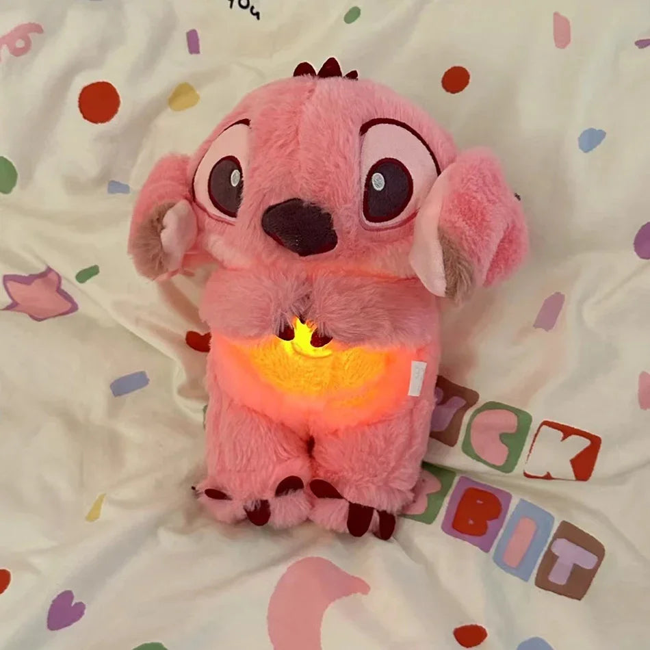 Kawaii Stitch Plush Doll Baby Sleeping Companion Sound Soothing Musical  Kawaii With Air Bag and Light Doll Breathing Toys Gifts