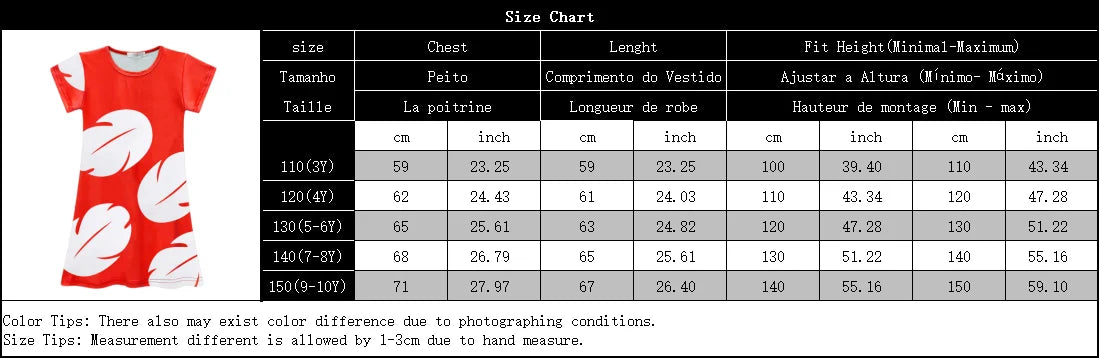 Kids Girls Princess Dress Cartoon Stitch Disney Movie Role Play Costume Stage Performance Halloween Carnival Children Dress Up