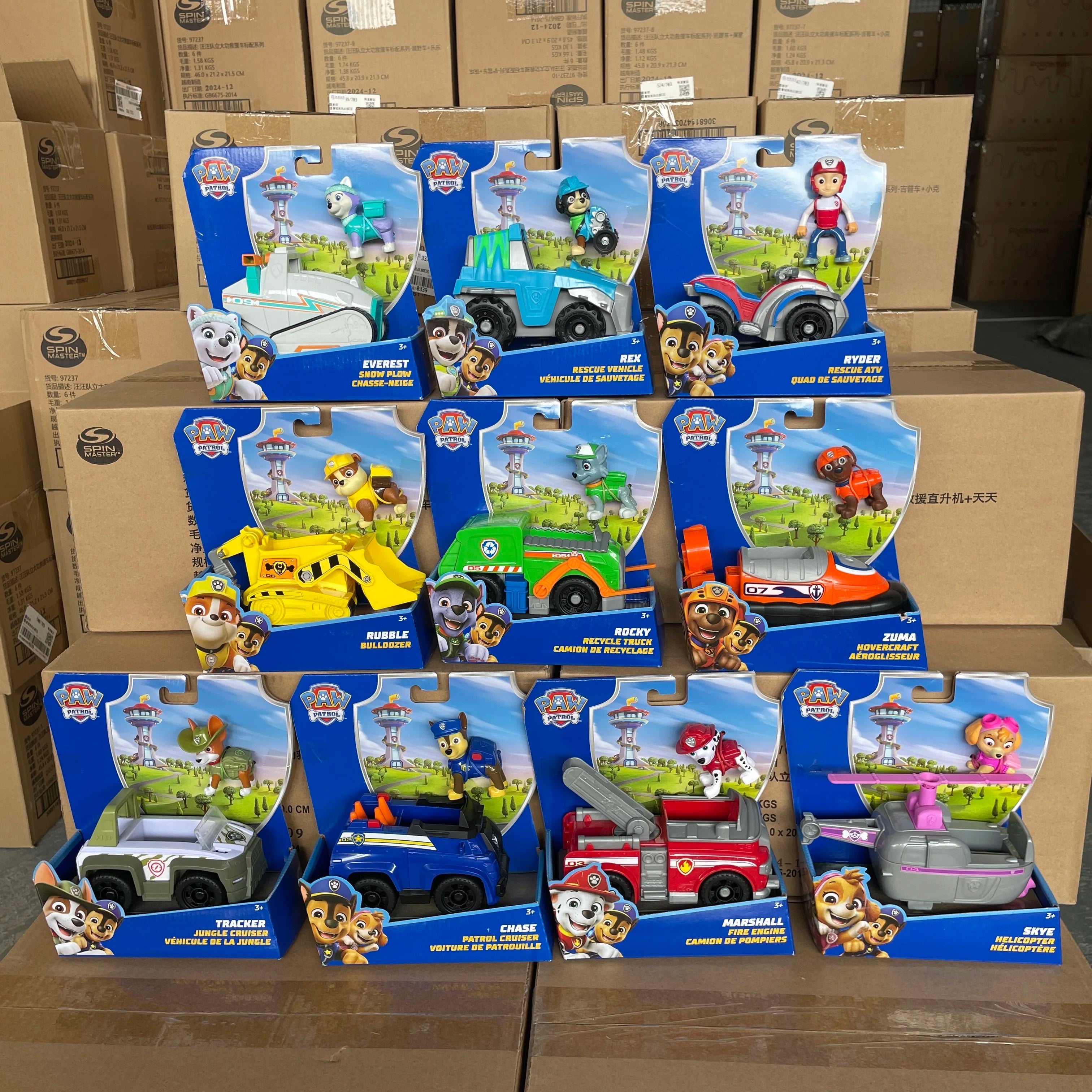 10kinds Genuine Paw Patrol Everest Ryder Rex Skye Chase Rocky Zuma Vehicle with Collectible Figure Birthday Gift Children Toy