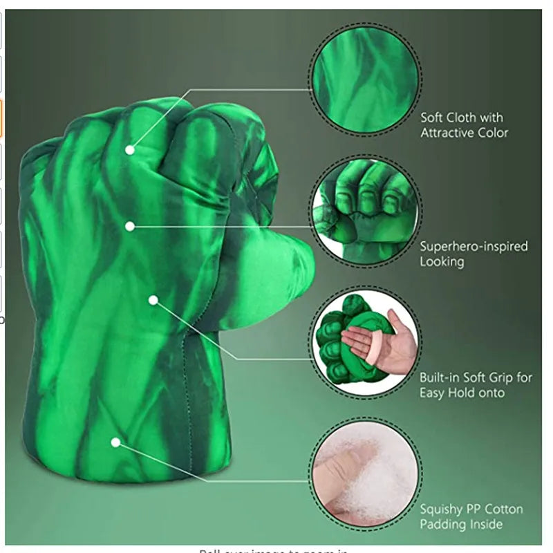 Kids Cartoon Pattern Printed Gloves Superhero Character Foam Gloves Halloween Cosplay Plush Cotton Fist Game Props