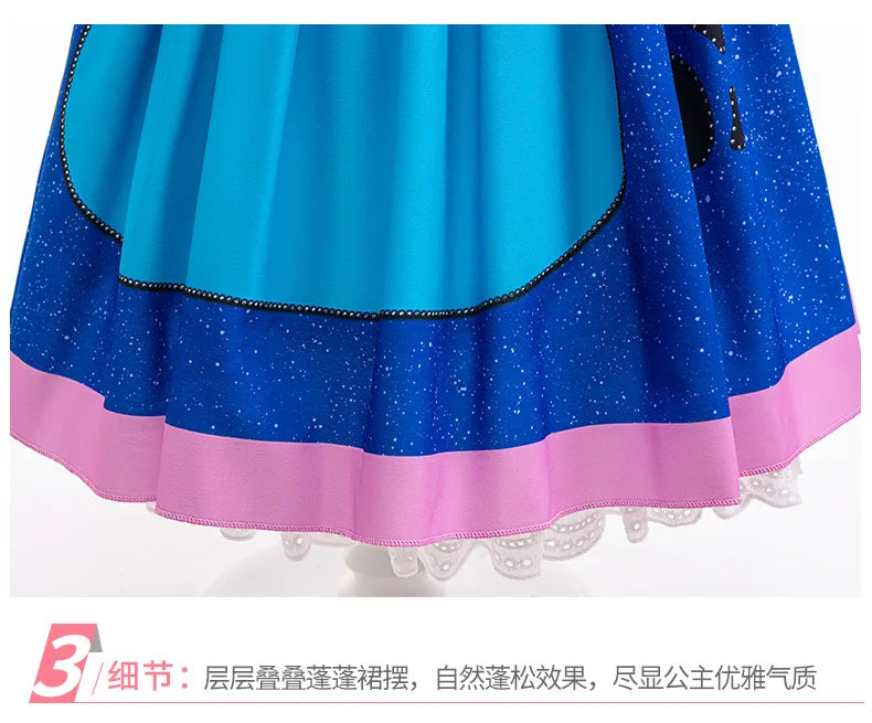 Kids Girls Princess Dress Cartoon Stitch Disney Movie Role Play Costume Stage Performance Halloween Carnival Children Dress Up