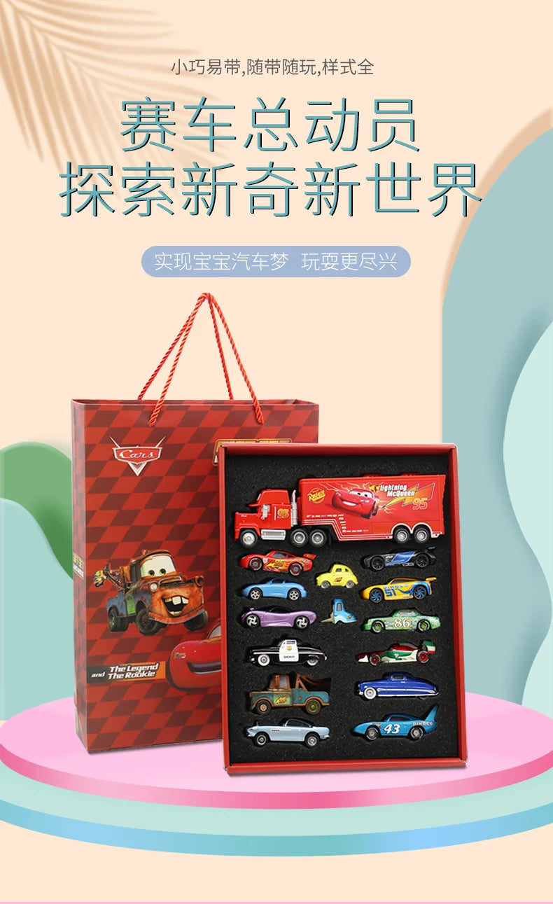 8/13/15Pcs Disney Pixar Cars Gift Box Metal Diecast lightning McQueen Car Model Toy Jackson Uncle Truck Boy Birthday Toys