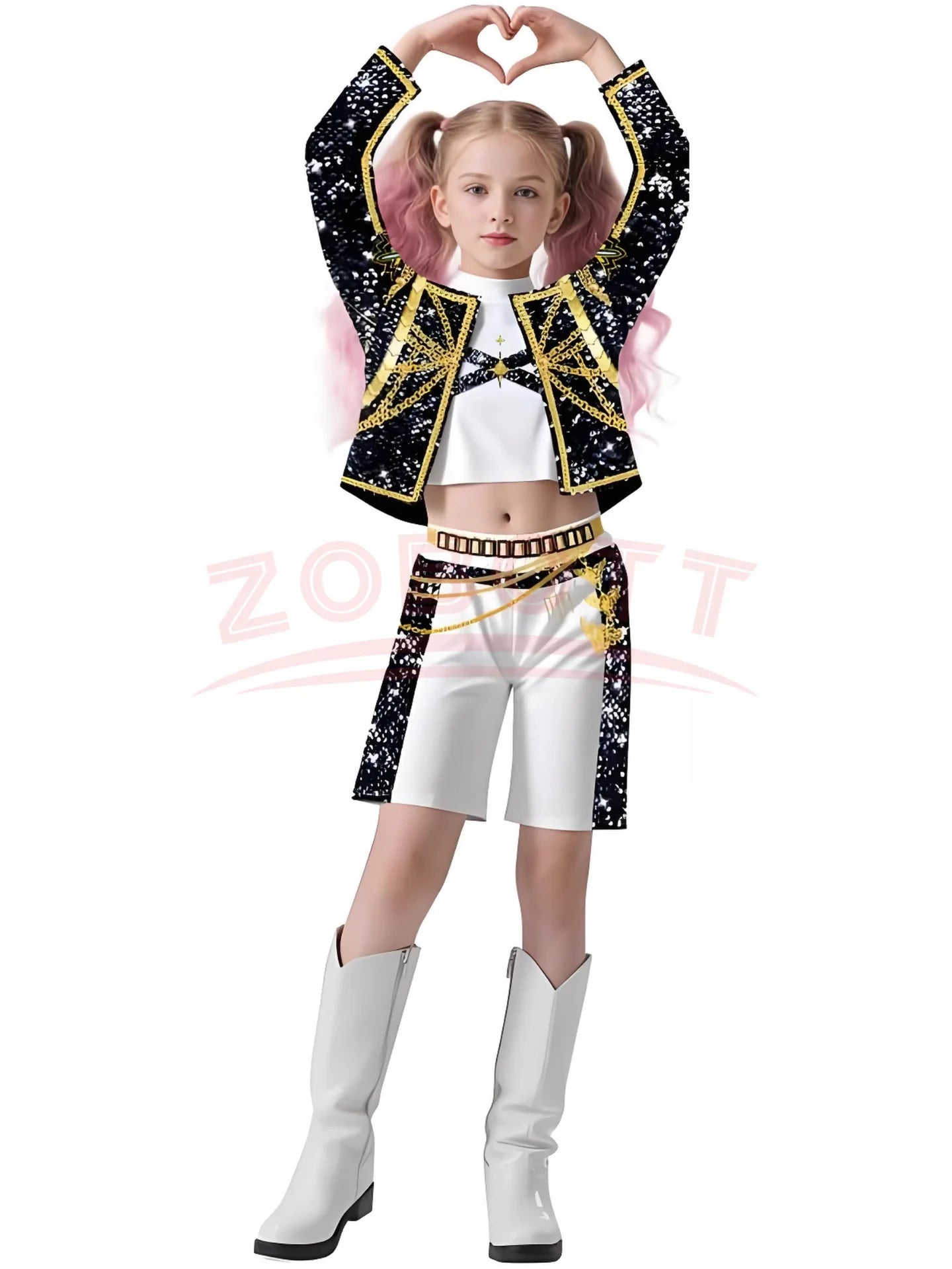 Anime Movie Kids Kpop Demon Hunter Cosplay Rumi Zoey Mira Cosplay Suit Clothes KPop Rumi Zoey Cosplay Costume 3D Print Costume