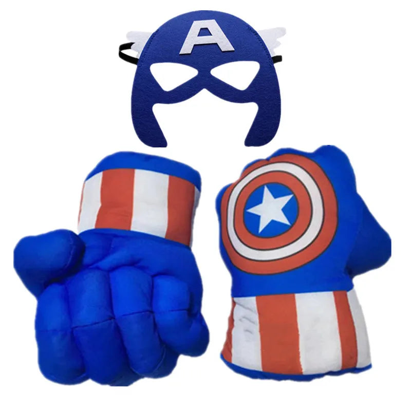 Kids Cartoon Pattern Printed Gloves Superhero Character Foam Gloves Halloween Cosplay Plush Cotton Fist Game Props