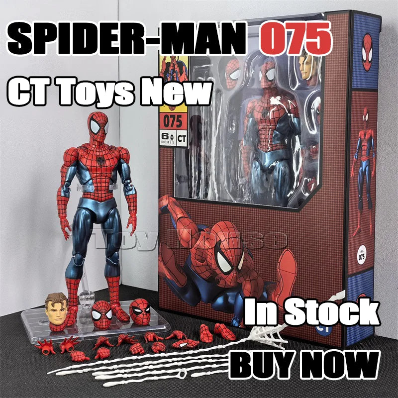 New Ct Toys Spider-Man Mafex 075 Figure The Anazing Spiderman Comic Ver Mafex 185 Action Figure Figurine Model Toys Kids Gift