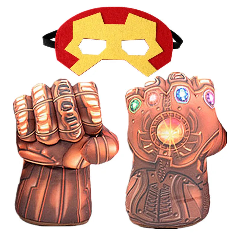 Kids Cartoon Pattern Printed Gloves Superhero Character Foam Gloves Halloween Cosplay Plush Cotton Fist Game Props