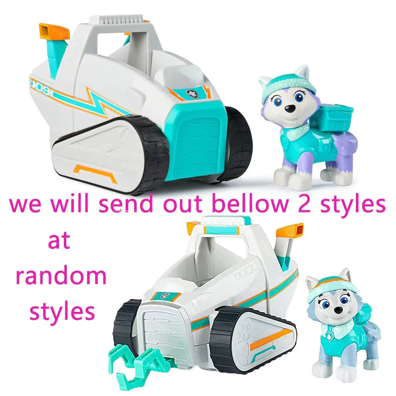 10kinds Genuine Paw Patrol Everest Ryder Rex Skye Chase Rocky Zuma Vehicle with Collectible Figure Birthday Gift Children Toy